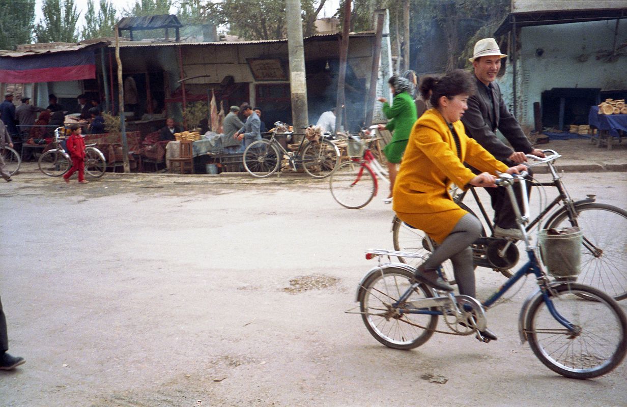 17 Kashgar Old City Street Scene 1993 Couple Bicycling